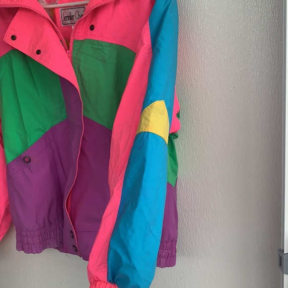 80βs Womenβs Neon Jacket Multi Colored Workout Pink - Picture 3 of 10